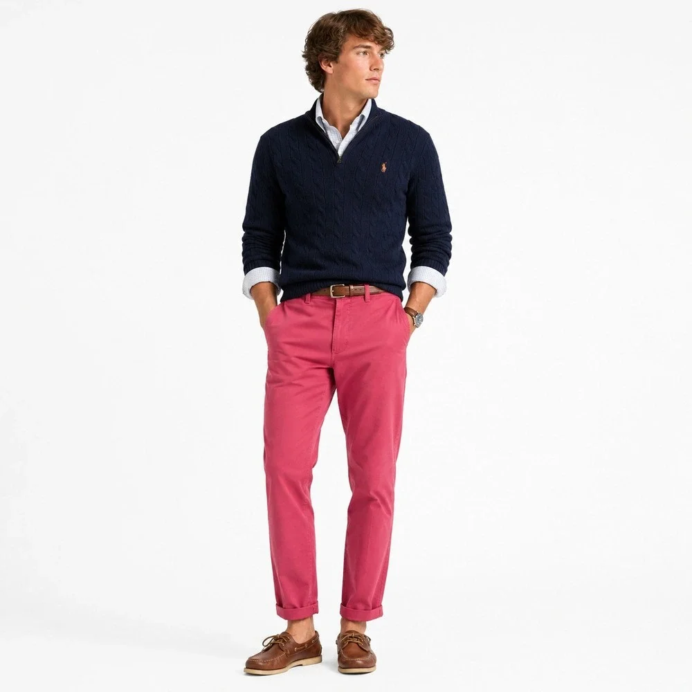 Polo Ralph Lauren The Polo Chino Pants Mens 32x30 Salmon Pink Stretch Straight‎